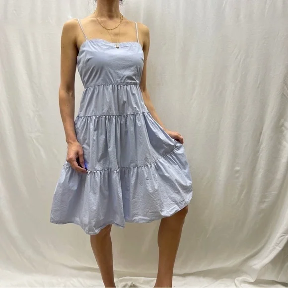 Gap tiered midi dress size 4 cotton blue Summer beach vacation fit and flare - Picture 13 of 14